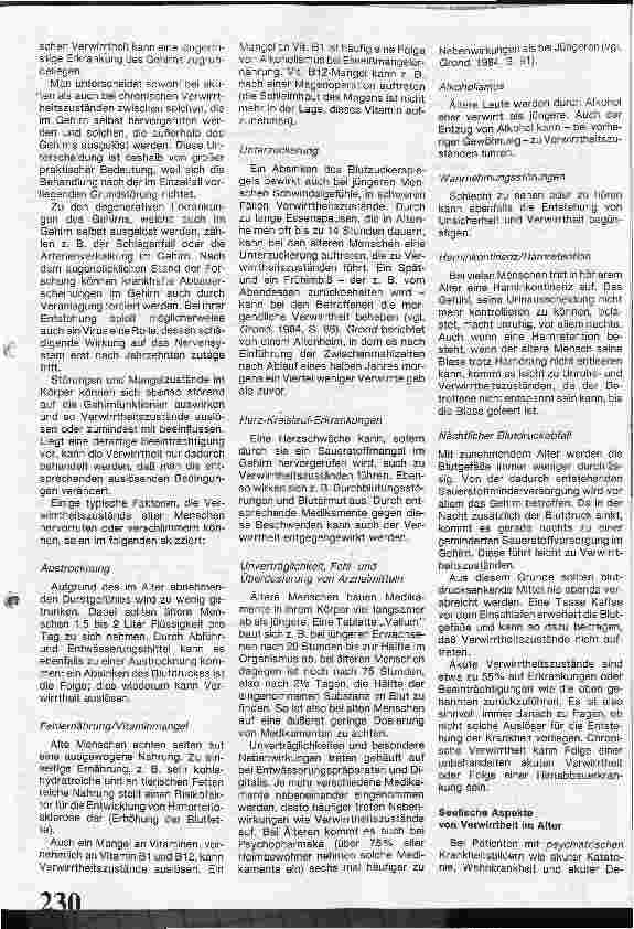 Vorschauseite 3: Verwirrtheit im Alter / 1. Teil: Bedingungen und Entstehungszusammenhänge