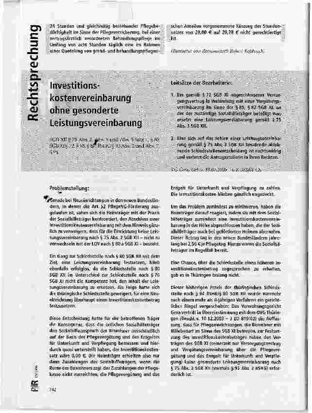 Vorschauseite 1: Investitionskostenvereinbarung ohne gesonderte Leistungsvereinbarung