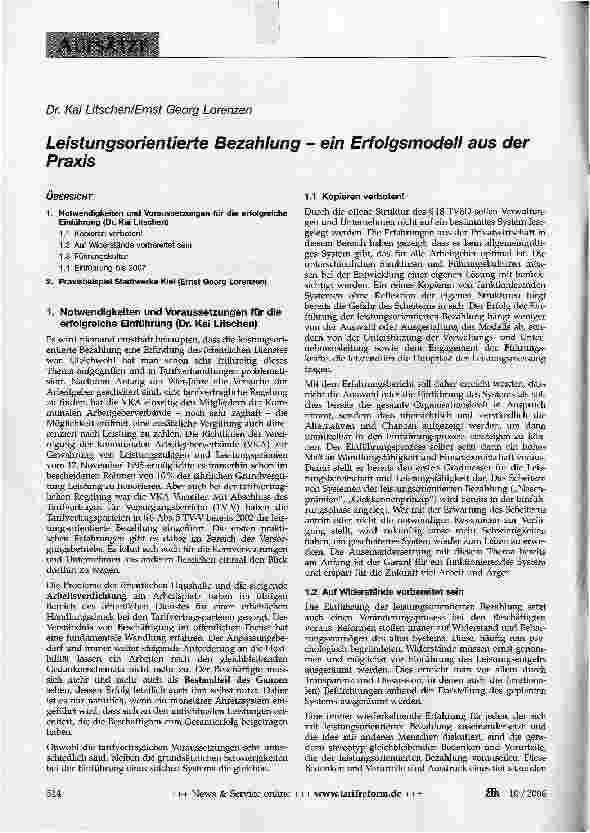 Vorschauseite 1: Leistungsorientierte Bezahlung - ein Erfolgsmodell aus der Praxis