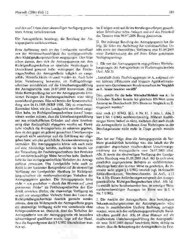 Vorschauseite 4: Zum zulässigen Inhalt und Adressatenkreis einesRichtigstellungsschreibens, das ein Mitbewerber im Anschluss an ein wettbewerbswidriges Rundschreiben eines anderen Mitbewerbers an…
