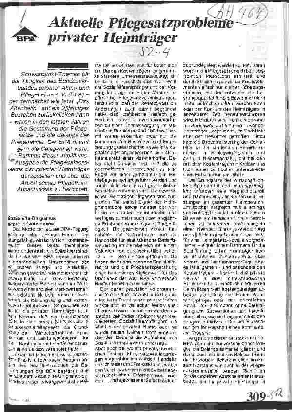 Vorschauseite 1: Aktuelle Pflegesatzprobleme privater Heimträger
