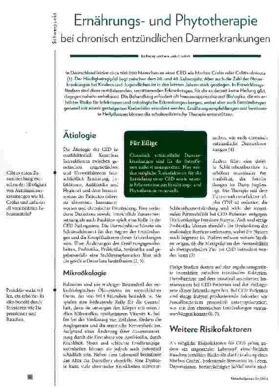 Vorschauseite 1: Ernährungsund Phytotherapie bei chronisch entzündlichen Darmerkrankungen