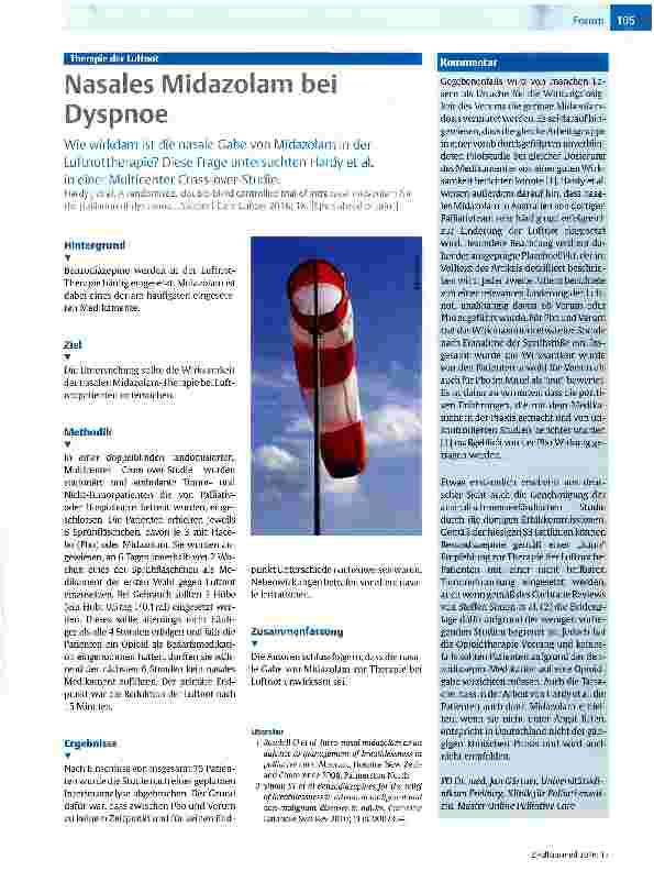 Vorschauseite 1: Nasales Midazolam bei Dyspnoe