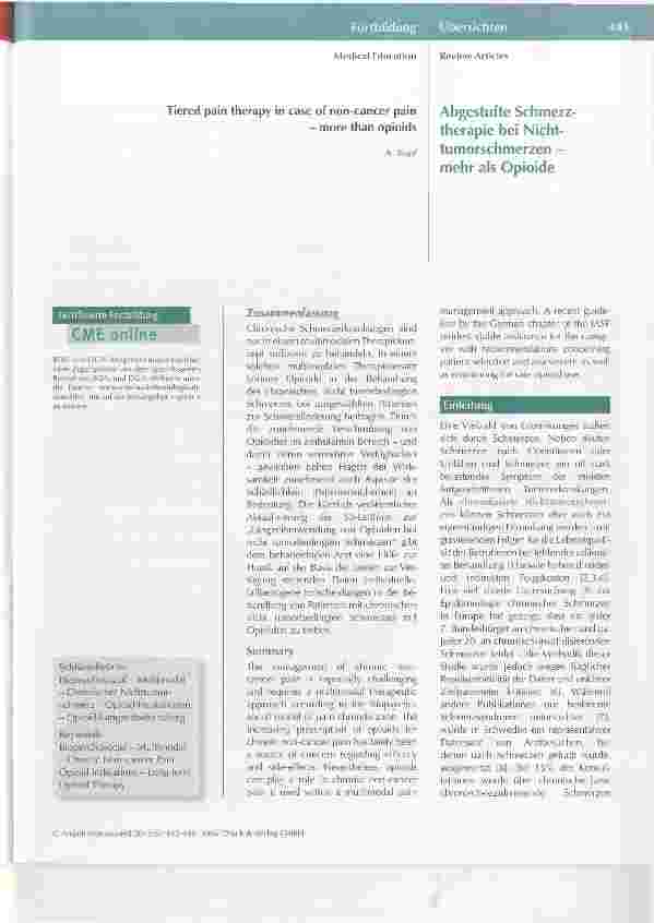 Vorschauseite 1: Abgestufte Schmerztherapie bei Nichttumorschmerzen mehr als Opioide