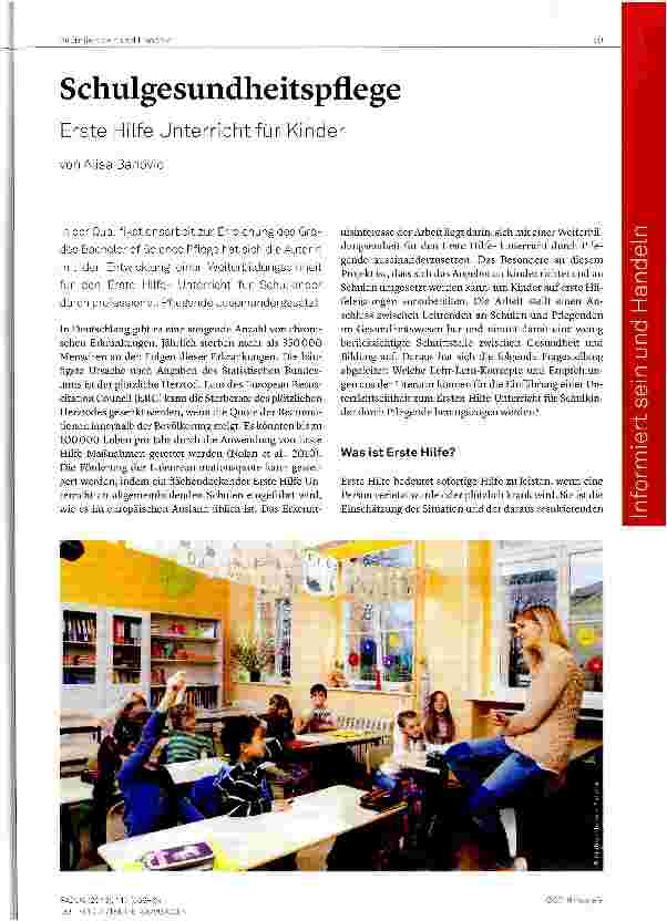 Vorschauseite 1: Schulgesundheitspflege Erste Hilfe Unterricht für Kinder