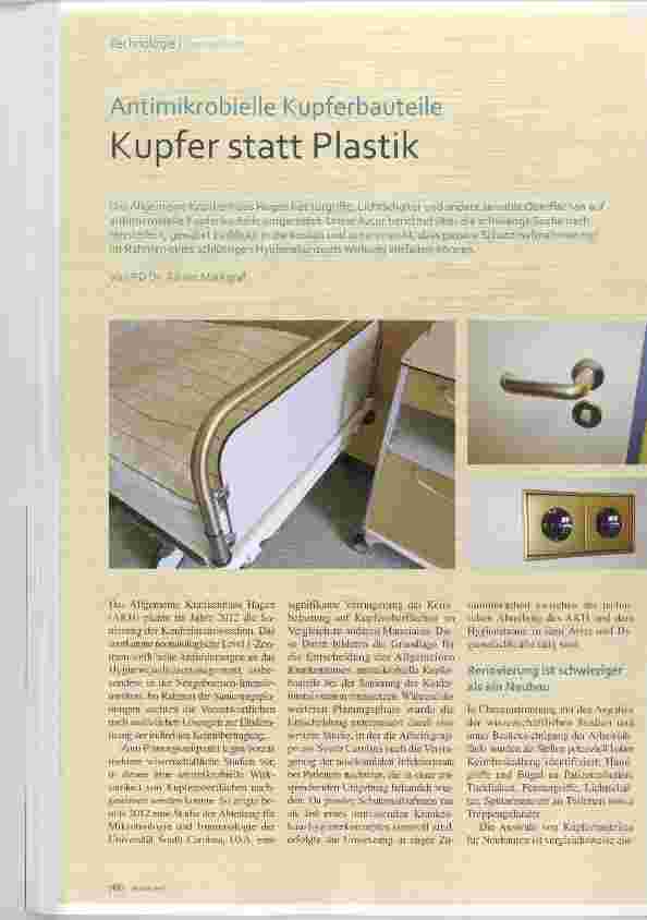 Vorschauseite 1: Antimikrobielle Kupferbauteile Kupfer statt Plastik