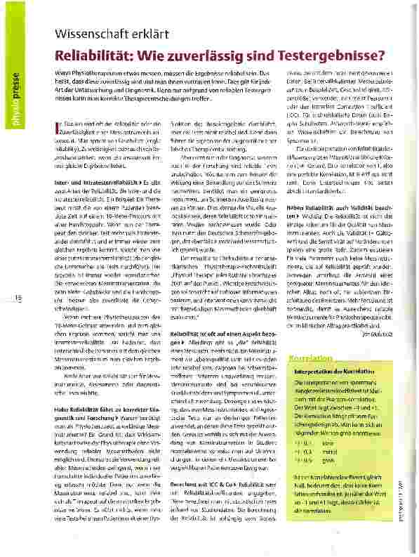 Vorschauseite 1: Reliabilität: Wie zuverlässig sind Testergebnisse?Wissenschaft erklärt