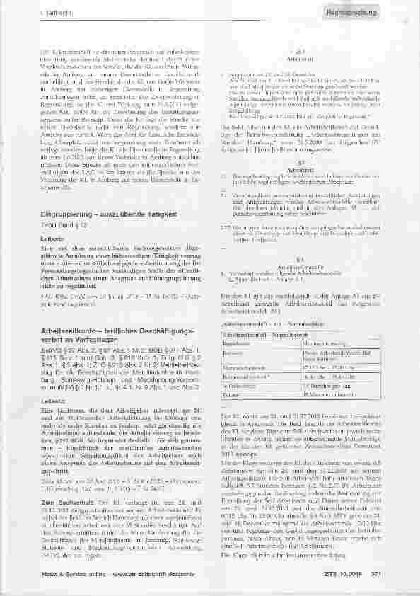 Vorschauseite 1: Arbeitszeitkonto tarifliches Beschäftigungsverbot an Vorfesttagen
