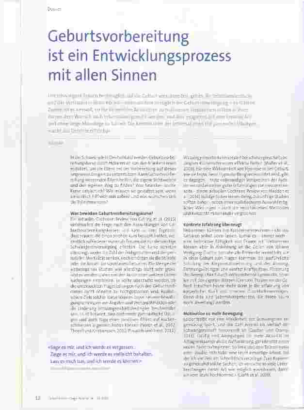 Vorschauseite 1: Geburtsvorbereitung ist ein Entwicklungsprozess mit allen Sinnen