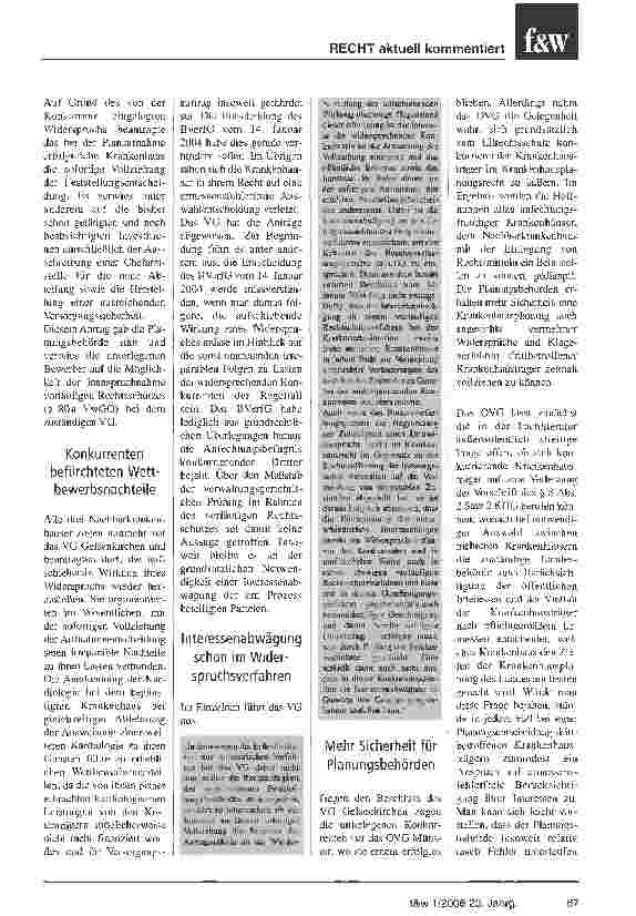 Vorschauseite 2: Konkurrentenschutz im Krankenhausrecht