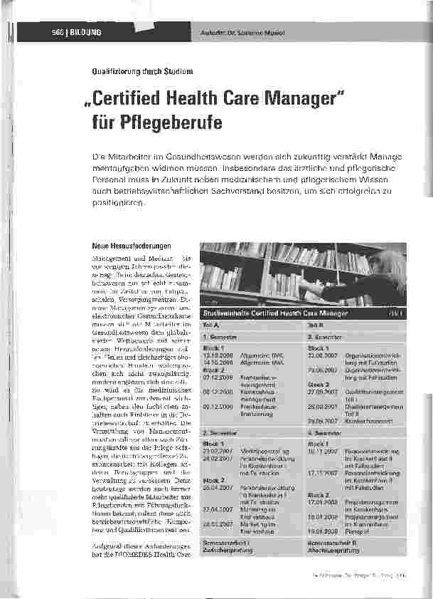 Vorschauseite 1: Qualifizierung durch StudiumCertified Health Care Manager für Pflegeberufe