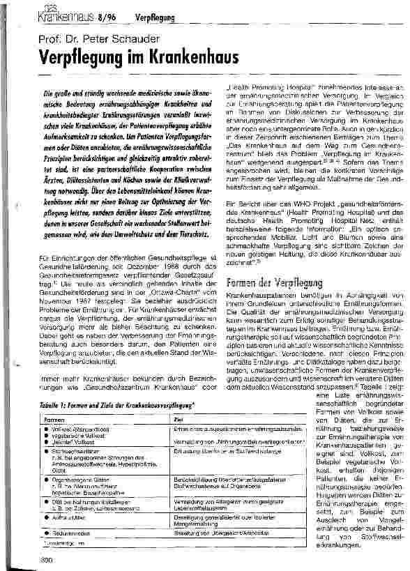 Vorschauseite 1: Verpflegung im Krankenhaus