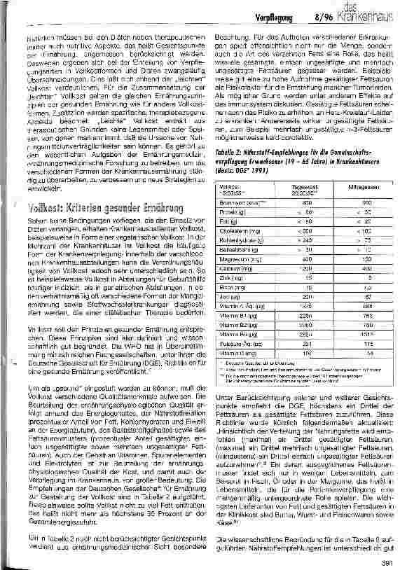 Vorschauseite 2: Verpflegung im Krankenhaus