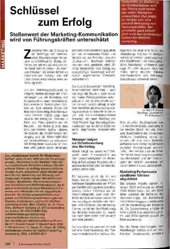 Vorschauseite 1: Schlüssel zum ErfolgStellenwert der Marketing-Kommunikation wird von Führungskräften unterschätzt