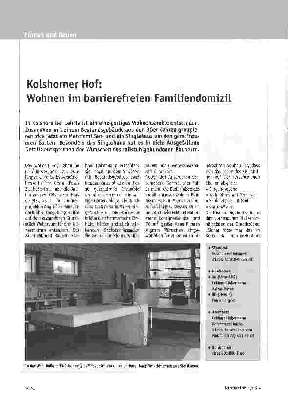 Vorschauseite 1: Kolshorner Hof: Wohnen im barrierefreien Familiendomizil