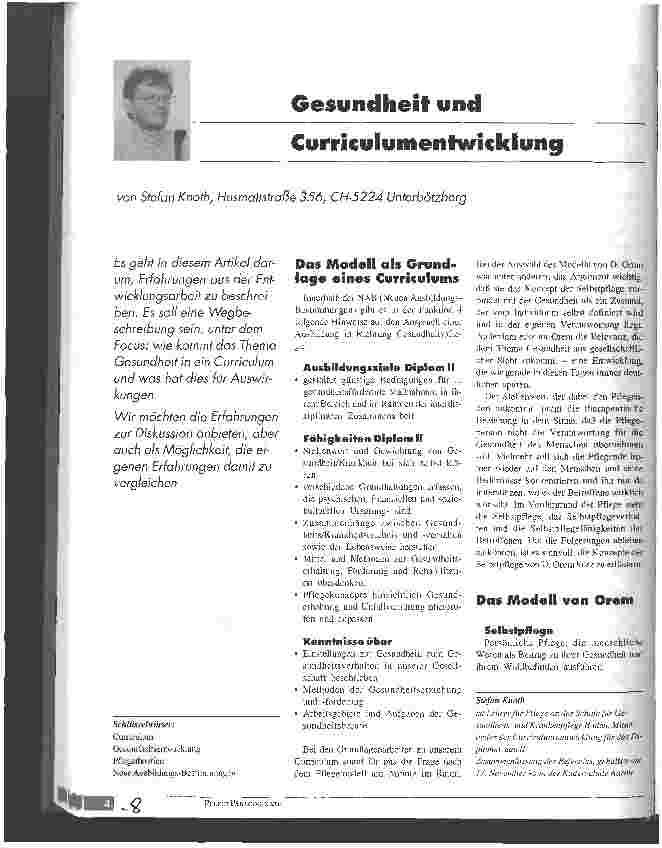 Vorschauseite 1: Gesundheit und Curriculumentwicklung
