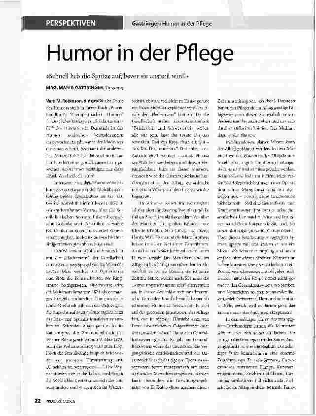 Vorschauseite 1: Humor in der PflegeSchnell heb die Spritze auf, bevor sie unsteril wird!