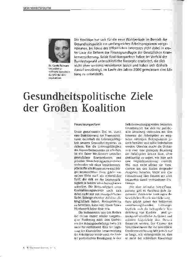 Vorschauseite 1: Gesundheitspolitische Ziele der Großen Koalition