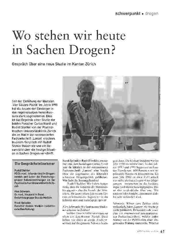 Vorschauseite 1: Wo stehen wir heute in Sachen Drogen?