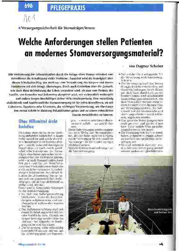 Vorschauseite 1: Welche Anforderungen stellen Patienten an modernes Stomaversorgungsmasterial?