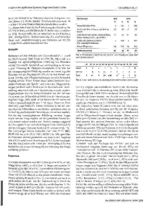 Vorschauseite 2: Prävalenz des Apallischen Syndroms (Vegetative State) in Wien - Vergleich mit den Daten einer Vorerhebung 2001