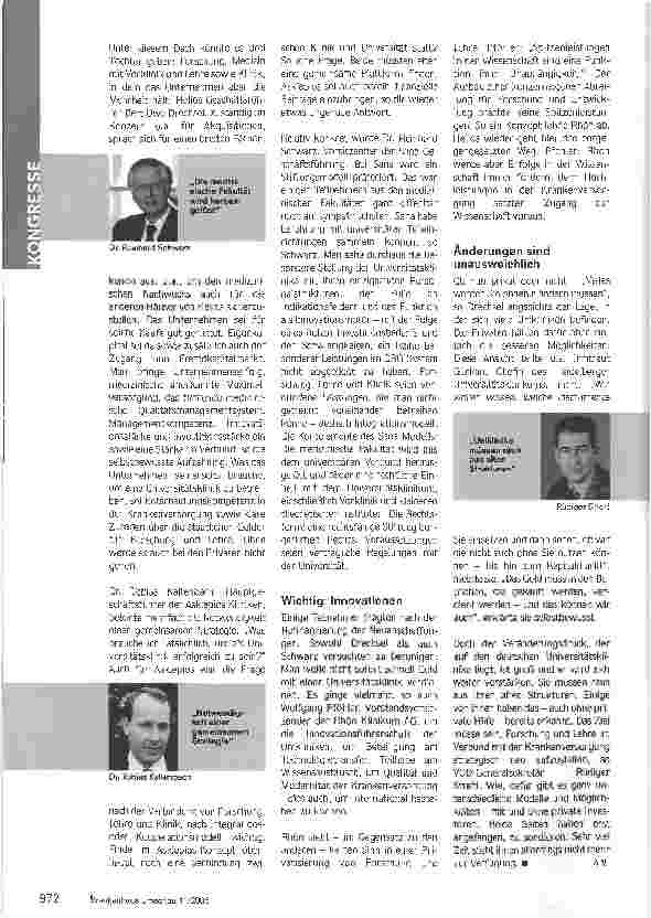 Vorschauseite 2: Verbeugungen und Muskelspiel - Private wollen Unikliniken kaufen - werden sie erhört
