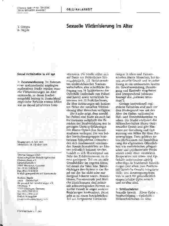 Vorschauseite 1: Sexuelle Viktimisierung im Alter
