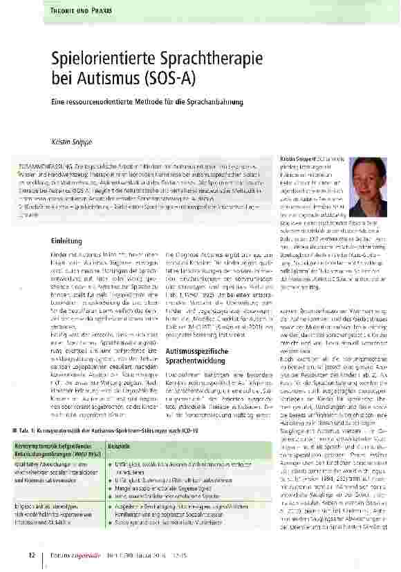 Vorschauseite 1: Spielorientierte Sprachtherapie bei Autismus (SOS-A)