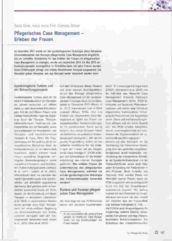 Vorschauseite 1: Pflegerisches Case Management Erleben der Frauen