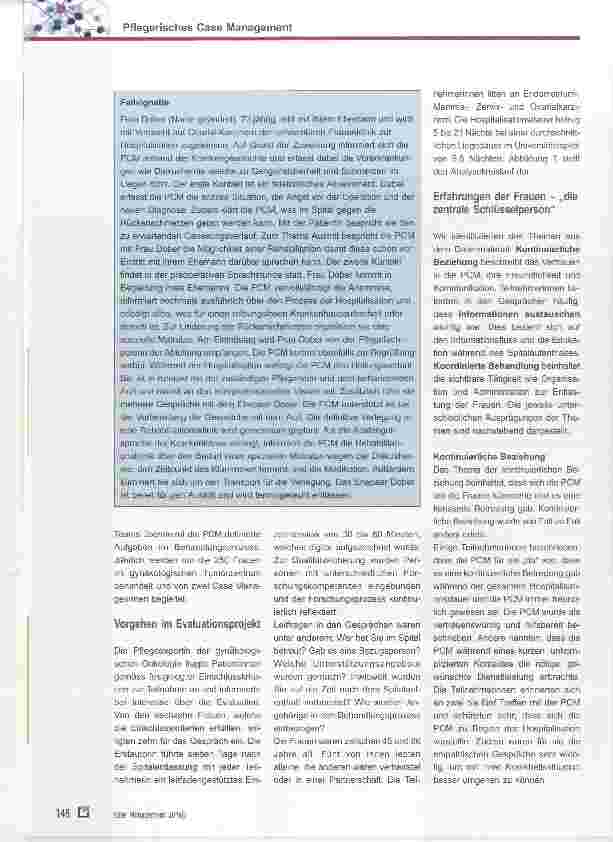 Vorschauseite 2: Pflegerisches Case Management Erleben der Frauen