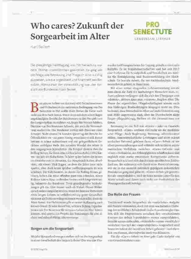 Vorschauseite 1: Who cares? Zukunft der Sorgearbeit im Alter
