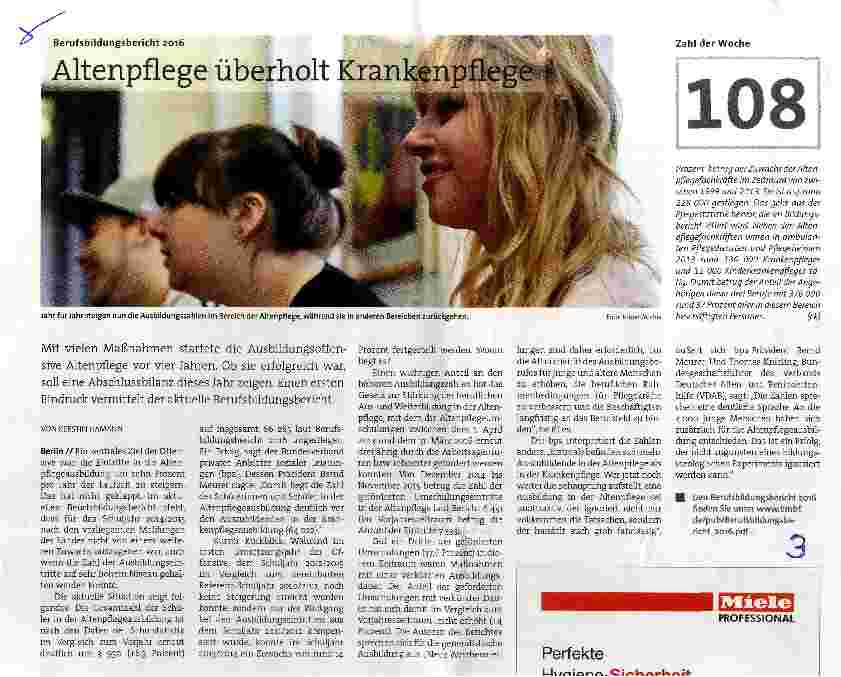 Vorschauseite 1: Altenpflege überholt Krankenpflege