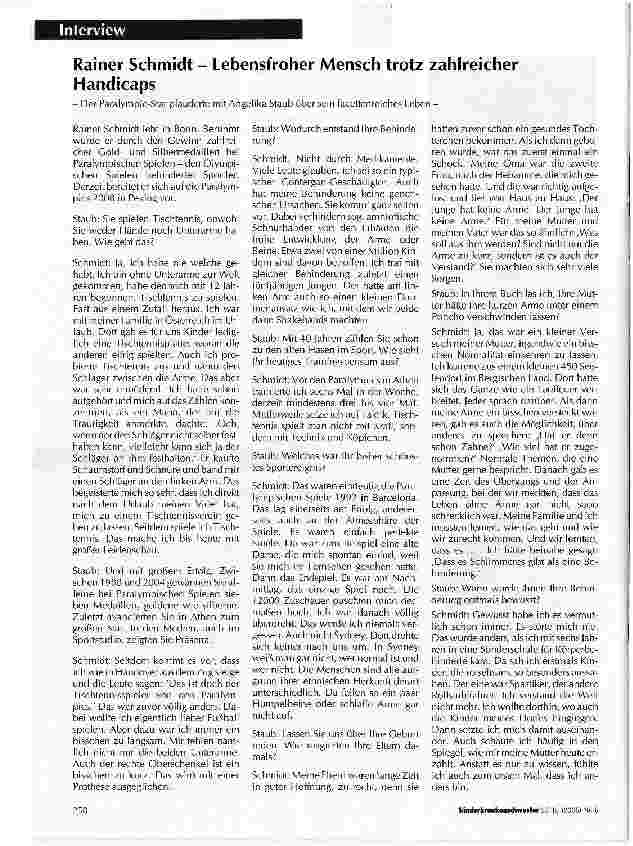 Vorschauseite 1: Rainer Schmidt - Lebensfroher Mensch trotz zahlreicher Handicaps