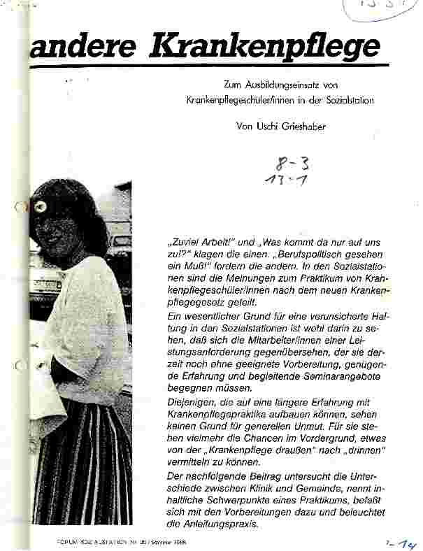 Vorschauseite 1: Andere Krankenpflege Zum Ausbildungseinsatz von Krankenpflegeschülerinnen in der Sozialstation