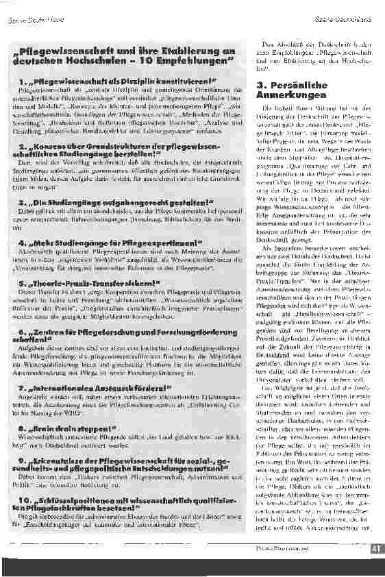 Vorschauseite 2: Die Pflege muß lernen zu sprechen und die Pflegewissenschaft muß ihr dabei helfen ...