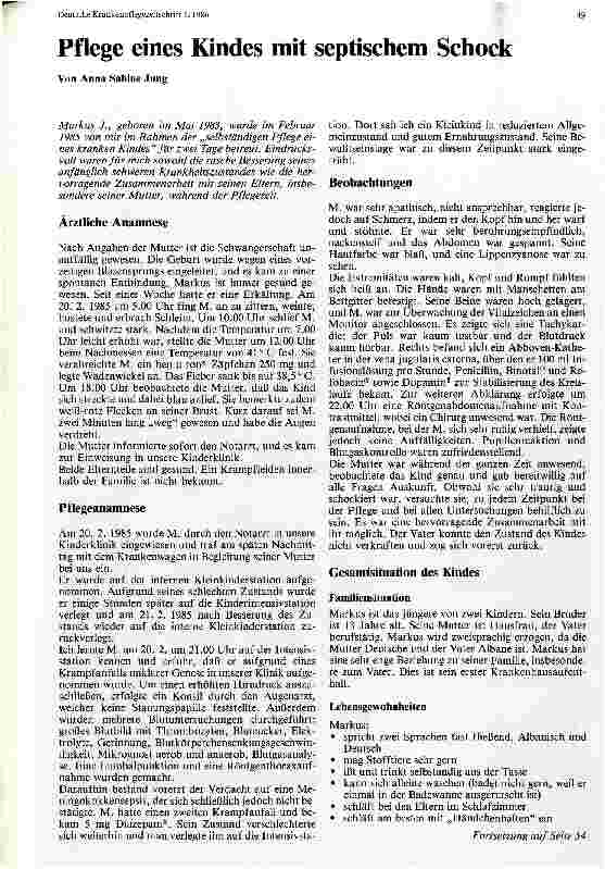 Vorschauseite 1: Pflege eine Kindes mit septischem Schock