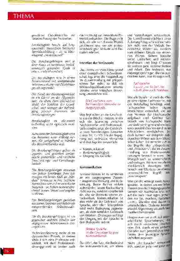 Vorschauseite 2: Professionalität in der Pflege Kommunikation, Berührungsfähigkeit und der Umgang mit Gefühlen als ihre wesentlichen Merkmale