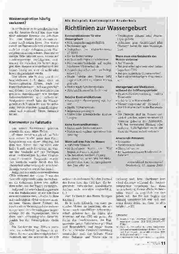 Vorschauseite 2: Wassergeburt - Kontroverse dauert an