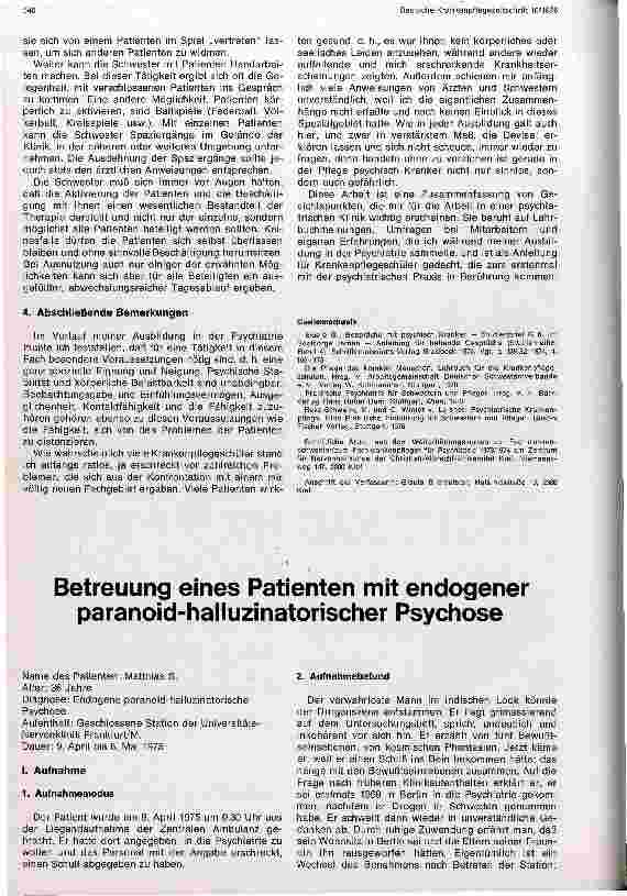 Vorschauseite 1: Betreuung eines Patienten mit endogener paranoid-halluzinatorischer Psychose