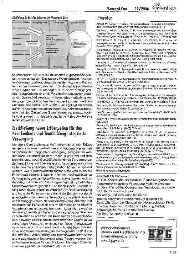 Vorschauseite 6: Managed Care - Wachstumsfeld für Krankenhäuser?