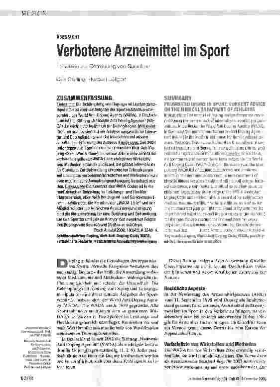 Vorschauseite 1: Verbotene Arzneimittel im Sport