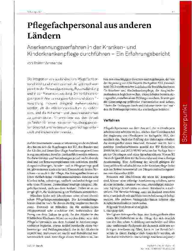 Vorschauseite 1: Pflegefachpersonal aus anderen Ländern