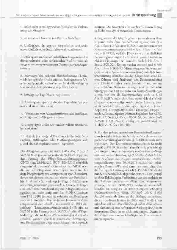 Vorschauseite 4: Kein Anspruch auf zusätzliche Betreuungsleistungen eines Pflegebedürftigen in einer vollstationären Einrichtung der Behindertenhilfe