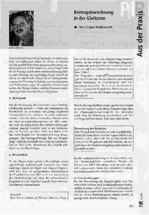 Vorschauseite 1: Beitragsberechnung in der Gleitzone
