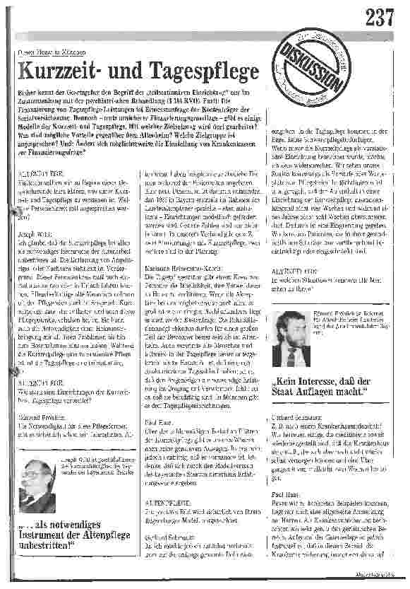 Vorschauseite 1: Kurzzeitund Tagespflege Eine Gesprächsrunde