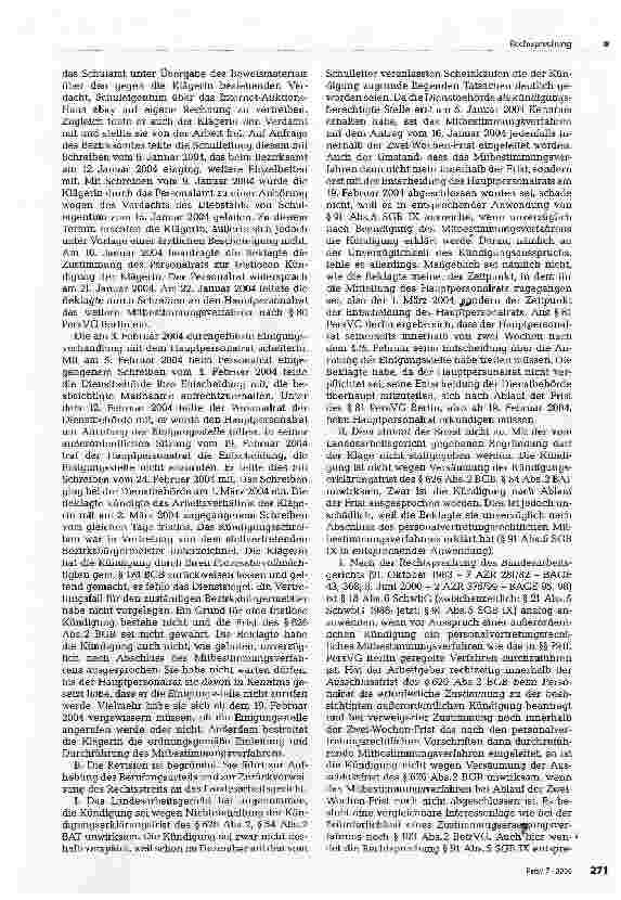Vorschauseite 2: ZUM ARBEITSRECHTEinhaltung der Frist des §626 Abs. 2 BGB bei fristloser Kündigung