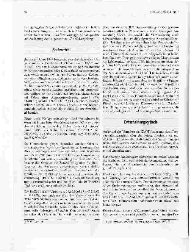 Vorschauseite 2: Lactobact omni FOS, E-400 sind mangels therapeutischem Zweck Lebensmittel