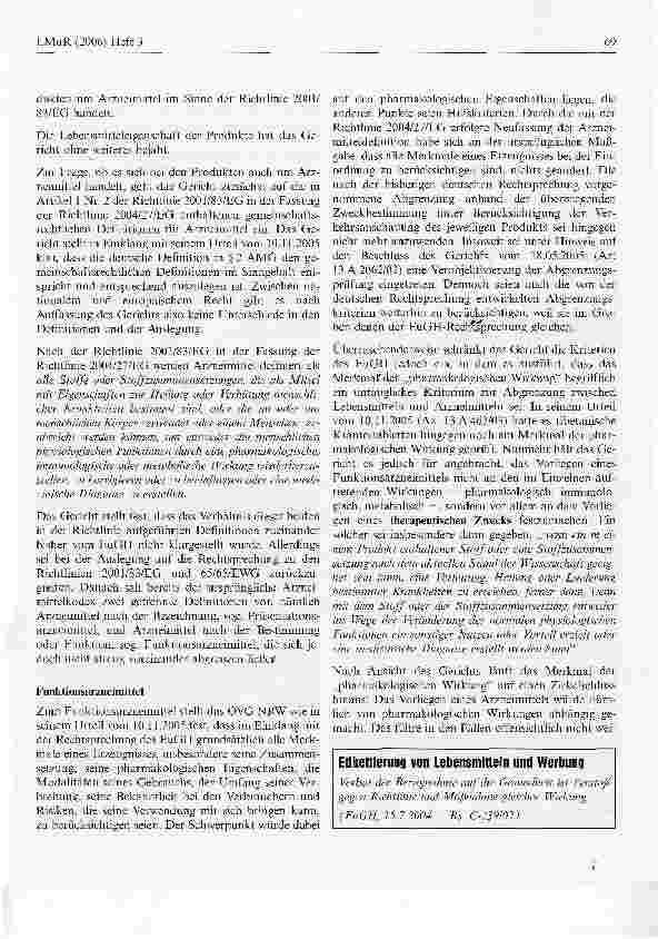 Vorschauseite 3: Lactobact omni FOS, E-400 sind mangels therapeutischem Zweck Lebensmittel