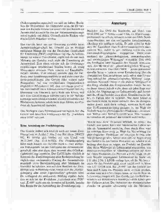 Vorschauseite 6: Lactobact omni FOS, E-400 sind mangels therapeutischem Zweck Lebensmittel