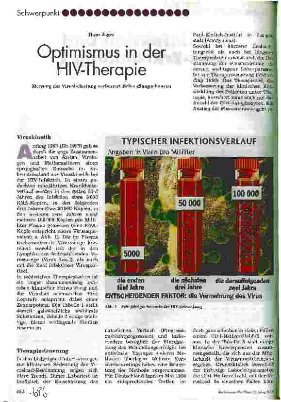 Vorschauseite 1: Optimismus in der HIV-Therapie Messung der Virusbelastung verbessert Behandlungschancen